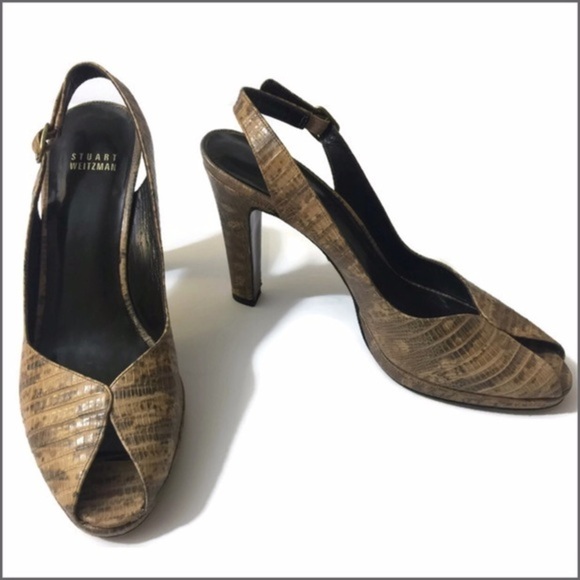 𝅺stuart Weitzman Snakeskin Slingback Heels - Picture 1 of 4